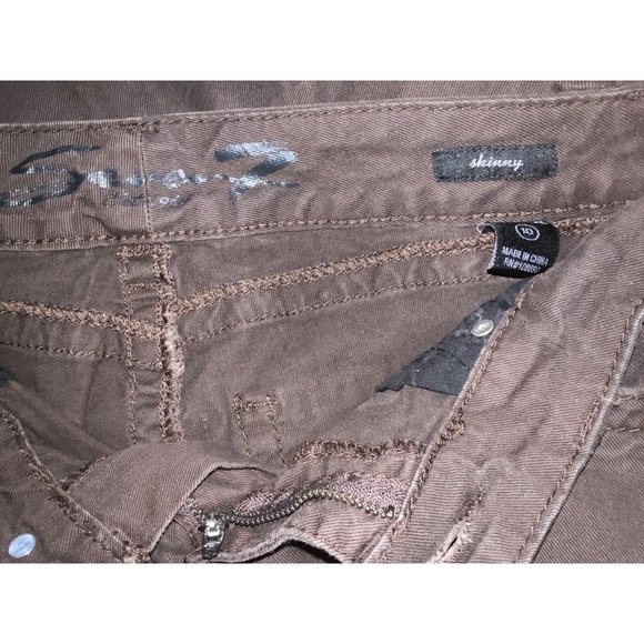 Seven7 Jeans Women 10 Brown Skinny Denim Logo Cotton Stretch Mid Rise Casual - Picture 3 of 8